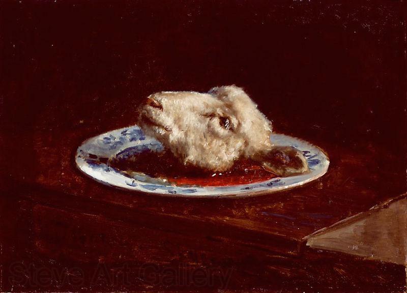 Viggo Johansen A lamb's head on a plate Germany oil painting art